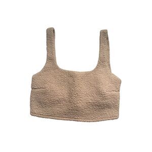 Gilly Hicks Tan Sherpa Fleece Lounge Bralette Crop Top Size Medium‎